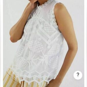 Anthropologie Maeve White Pineapple Tank
